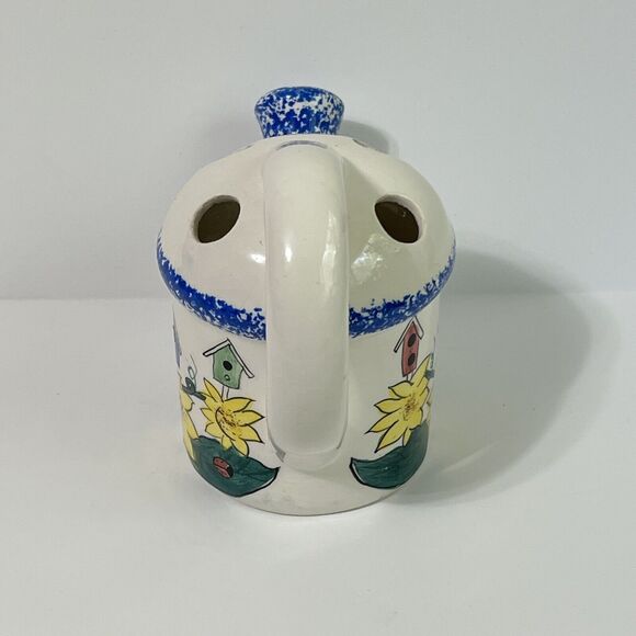 Vintage 80's Sculptural Watering Can Ceramic Flower Frog Propagation Station - Picture 10 of 13